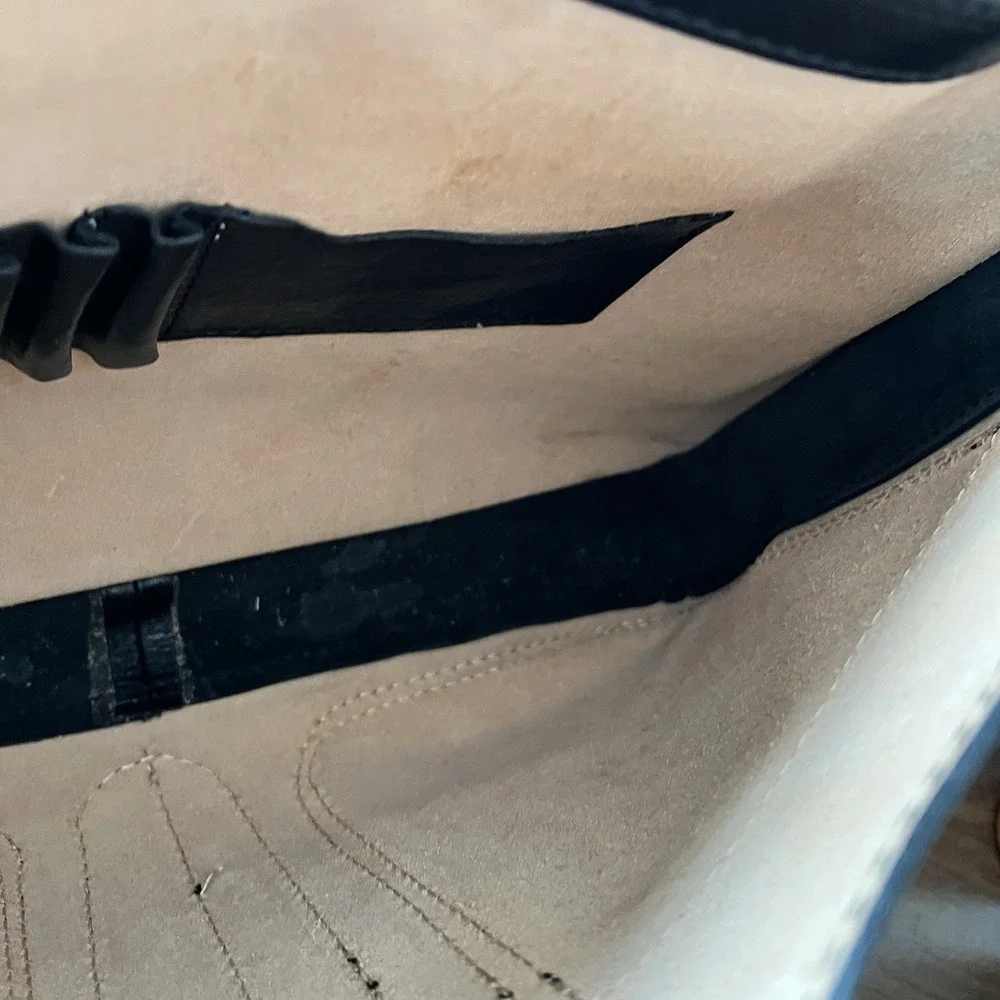 Floto Firenze‎ Black Leather Buckle Strap Briefcase Messenger Bag Made In Italy